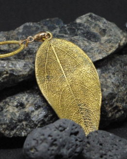 gold plated porous leaf pendant