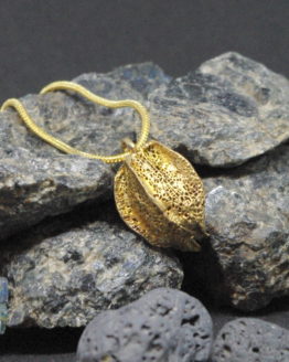gold plated physalis peruviana pendant