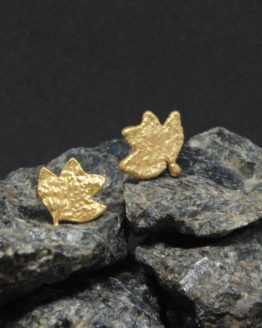 gold plated leaf stud earrings