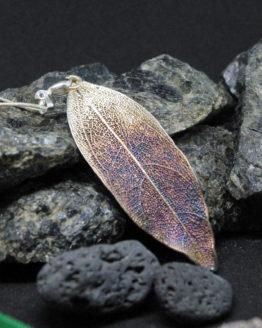 aged silver plated porous leaf pendant