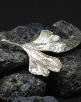 silver plated ginkgo biloba brooch