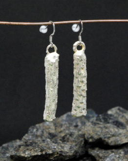 silver plated evergreen branch earrings