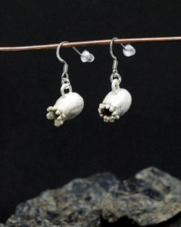 bright silver plated poppy seed box earrings
