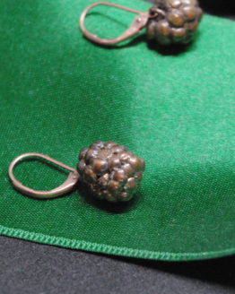 aged copper plated blackberry earrings