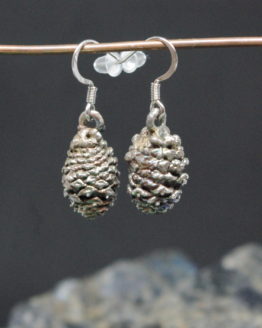 aged silver plated pine cone earrings